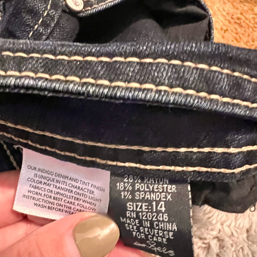 Angels Women's Dark Blue signature boot cut Jeans. - Picture 7 of 8